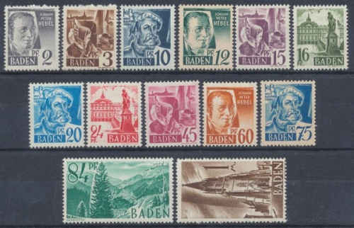 Französische Zone Baden, MiNr. 1-13, postfrisch