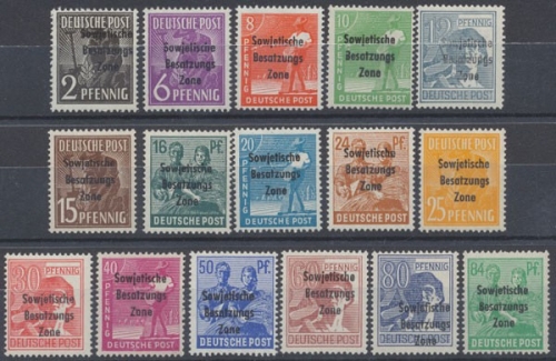 Sowjetische Zone, MiNr. 182-197 (ohne Nr. 195), postfrisch