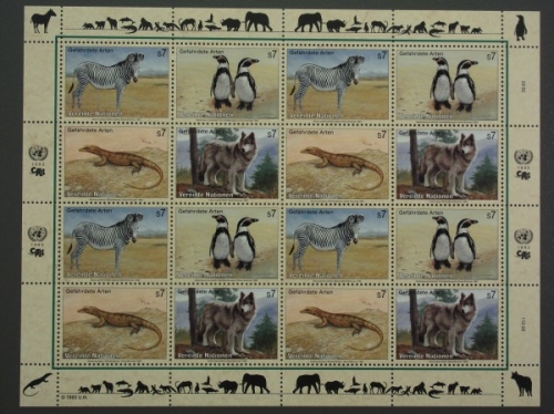 UNO - Wien, MiNr. 143-146 ZD-Bogen, postfrisch