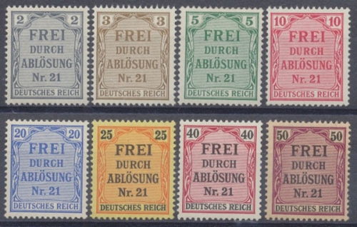 Deutsches Reich Dienstmarken, MiNr. 1-8, postfrisch