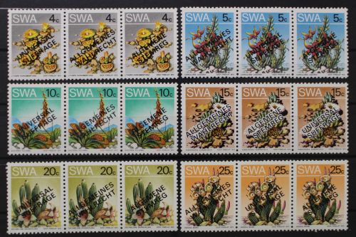 Namibia, MiNr. 452-457 I-III, 6 Dreierstreifen, postfrisch