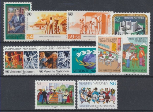 UNO Wien, MiNr. 68-78, Jahrgang 1987, postfrisch