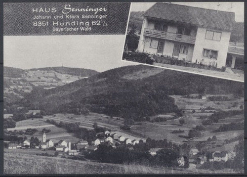 Hunding Bayerischer Wald, Werbekarte für Haus Senniger