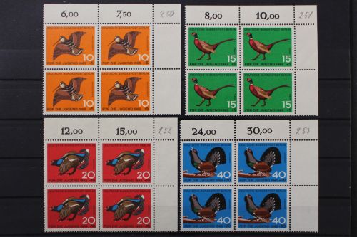 Berlin, MiNr. 250-253, 4er Blöcke, Ecken rechts oben, postfrisch