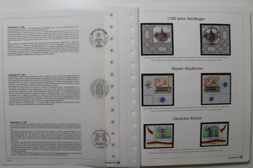 Deutschland Plus Jahrgang 1998, Vordrucke für Eckrandmarken mit Briefmarken