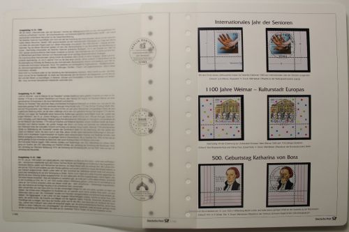 Deutschland Plus Jahrgang 1999, Vordrucke für Eckrandmarken mit Briefmarken