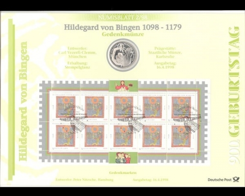 BRD, Numisblatt 2/1998, Hildegard von Bingen