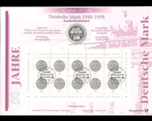 BRD, Numisblatt 3/1998, 50 Jahre Deutsche Mark