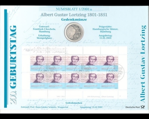BRD, Numisblatt 1/2001, Albert Gustav Lortzing