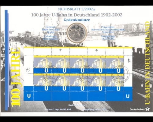 BRD, Numisblatt 2/2002, 100 Jahre U-Bahnen in Deutschland