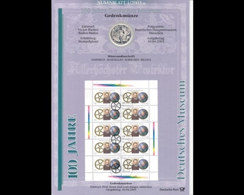 BRD, Numisblatt 1/2003, 100 Jahre Deutsches Museum
