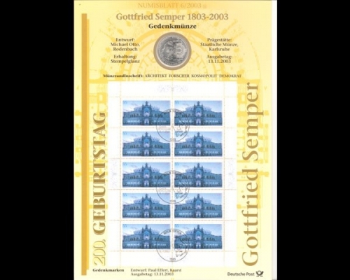 BRD, Numisblatt 6/2003, Gottfried Semper