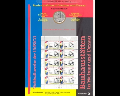 BRD, Numisblatt 1/2004, Bauhausstätten in Weimar und Dessau