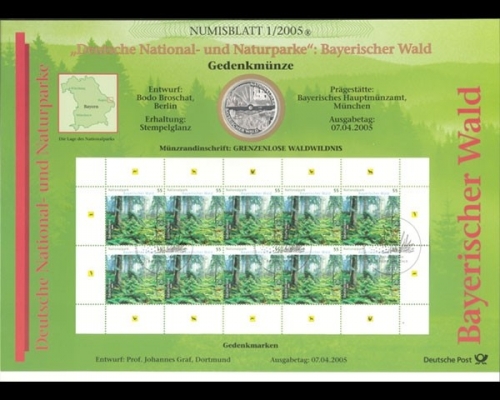 BRD, Numisblatt 1/2005, National- und Naturparke: Bay. Wald