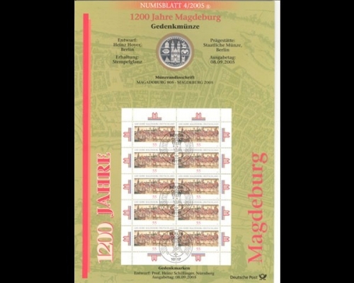 BRD, Numisblatt 4/2005, 1200 Jahre Magdeburg