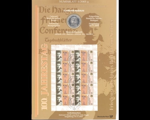 BRD, Numisblatt 5/2005, Fiedensnobelpreis Bertha von Suttner