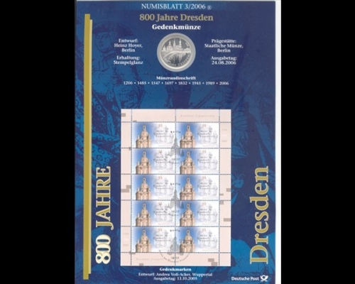 BRD, Numisblatt 3/2006, 800 Jahre Dresden