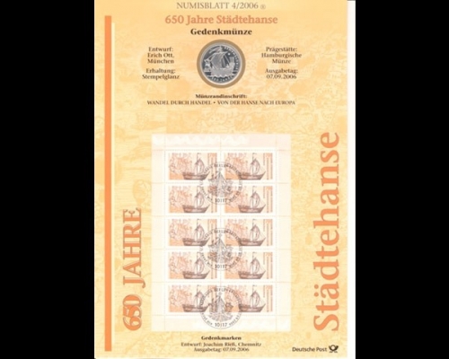 BRD, Numisblatt 4/2006, 650 Jahre Städtehanse