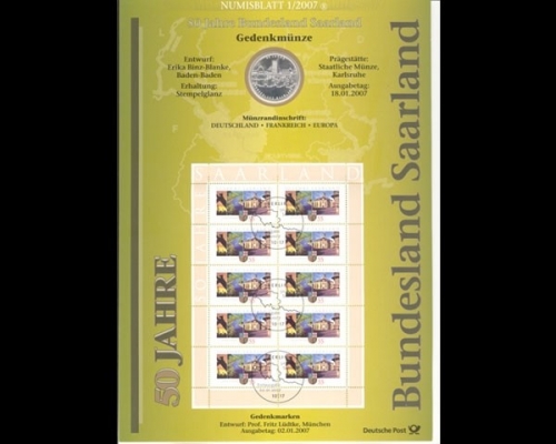 BRD, Numisblatt 1/2007, 50 Jahre Bundesland Saarland