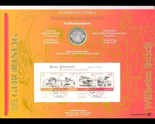 BRD, Numisblatt 3/2007, Wilhelm Busch