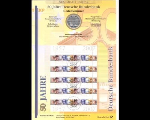 BRD, Numisblatt 4/2007, 50 Jahre Deutsche Bundesbank