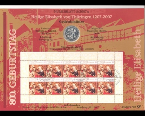 BRD, Numisblatt 5/2007, Heilige Elisabeth von Thüringen