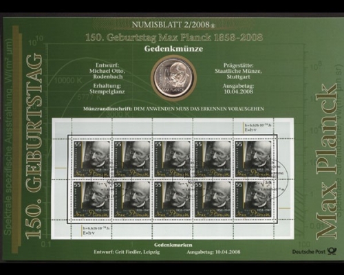 BRD, Numisblatt 2/2008, Max Planck