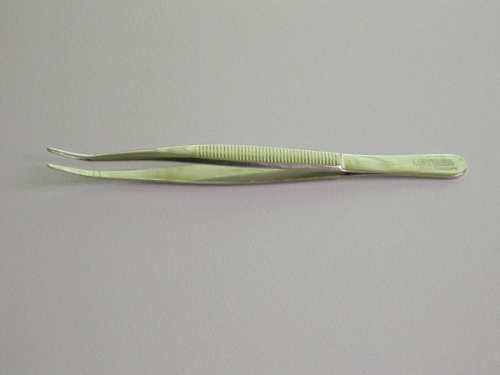 Lindner, Pinzette mit abgebogenen Löffeln, 12 cm lang