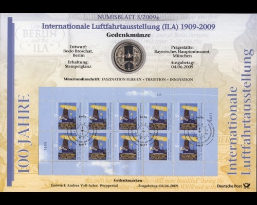 BRD, Numisblatt 3/2009, Int. Luftfahrtausstellung 1909-2009