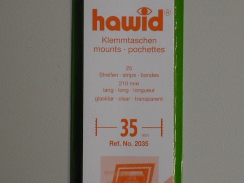 Hawid-Klemmtaschen, 25 Streifen glasklar, 35 mm