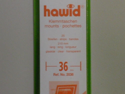 Hawid-Klemmtaschen, 25 Streifen glasklar, 36 mm