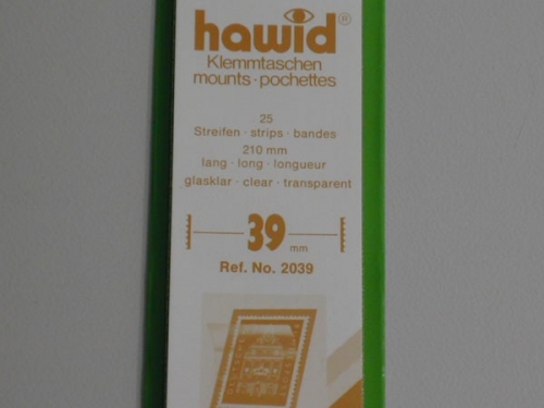 Hawid-Klemmtaschen, 25 Streifen glasklar, 39 mm