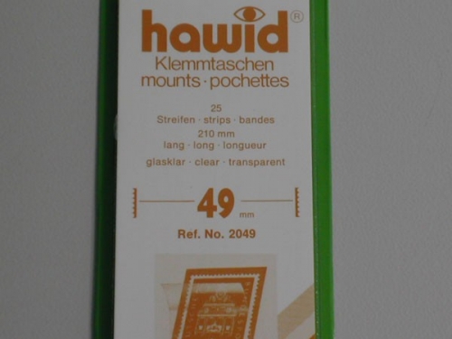 Hawid-Klemmtaschen, 25 Streifen glasklar, 49 mm