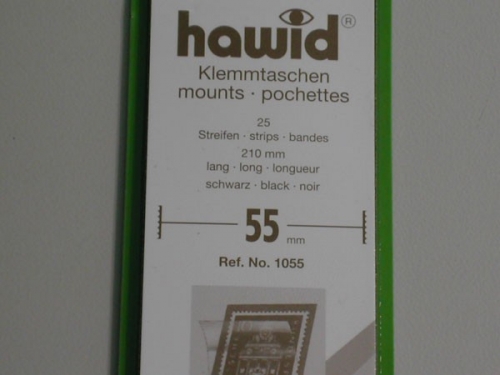 Hawid-Klemmtaschen, 25 Streifen schwarz, 55 mm