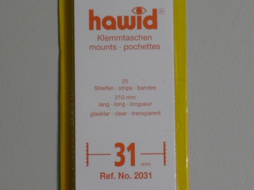 Hawid-Klemmtaschen, 25 Streifen glasklar, 31 mm