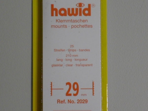 Hawid-Klemmtaschen, 25 Streifen glasklar, 29 mm