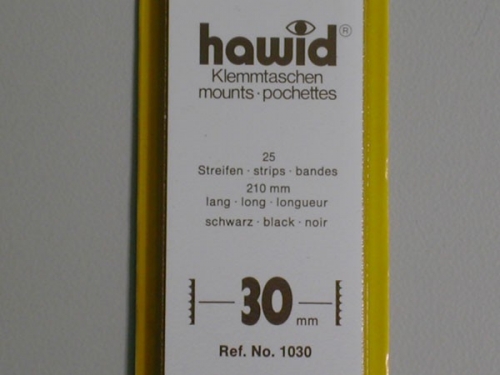 Hawid-Klemmtaschen, 25 Streifen schwarz, 30 mm