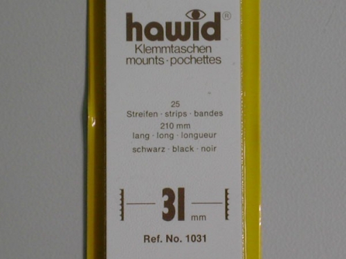 Hawid-Klemmtaschen, 25 Streifen schwarz, 31 mm