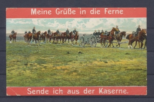 Soldaten einer Arttillerieeinheit, Grüße in die Ferne