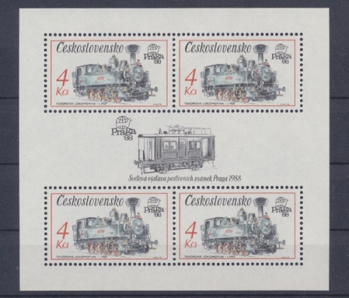 Tschechoslowakei, Eisenbahn, MiNr. Block 71, postfrisch