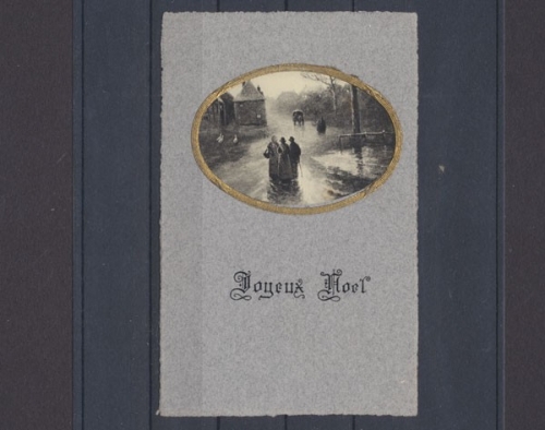 Neujahrsgruß, ländliches Motiv im ovalen Rahmen, Schweizer Karte