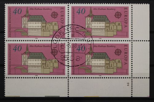 Deutschland (BRD), MiNr. 969, Viererblock, Ecke rechts unten, FN 2, EST