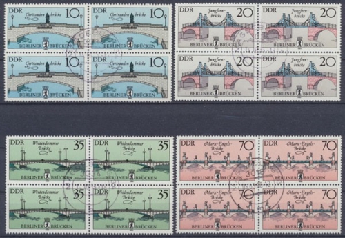 DDR, MiNr. 2972-2975 I, Viererblöcke, gestempelt