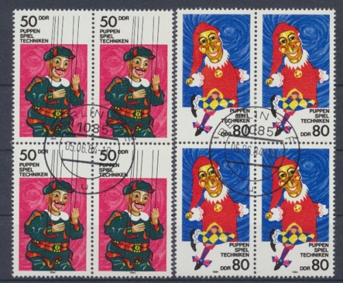 DDR, MiNr. 2876-2877, Viererblöcke, gestempelt