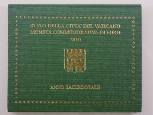 Vatikan, 2 Euro Priesterjahr, 2010, Stempelglanz, Folder