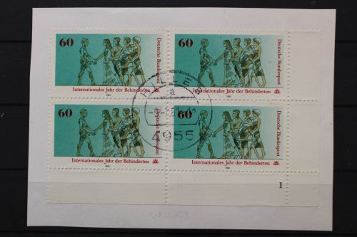Deutschland, MiNr. 1083, 4er Block, Ecke re. unten, FN 1, Briefstück