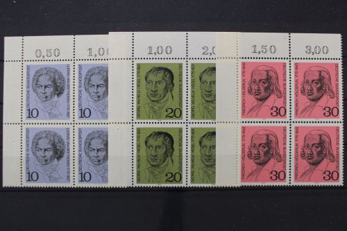 Deutschland, MiNr. 616-618, 4er Block, Ecke li. oben, postfrisch