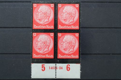 Deutsches Reich, MiNr. 552, 4er Block, U-Rand mit HAN 14614.34, ungebraucht