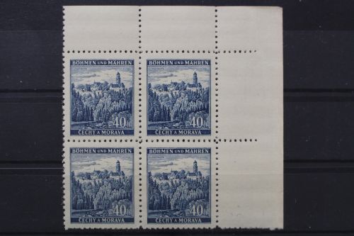 Böhmen & Mähren, MiNr. 25, 4er Block, Ecke rechts oben, postfrisch