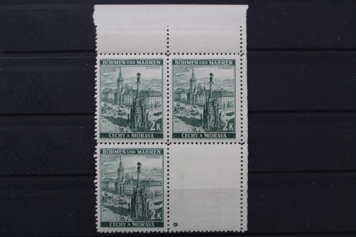 Böhmen & Mähren, MiNr. 31, 3 Marken, Leerfeld mit Kreuzstern, postfrisch